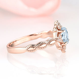 Vintage Aquamarine Ring in 14K Solid Rose Gold