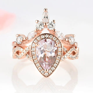 Teardrop Morganite Ring Set in 14K Rose Gold Vermeil
