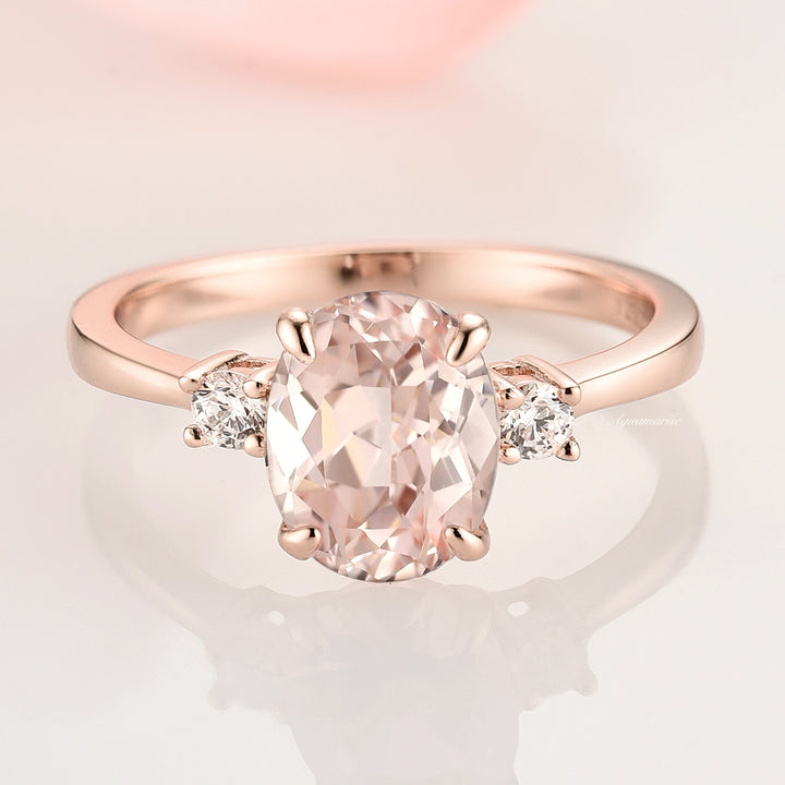 Everly Oval Morganite Ring- 14K Rose Gold Vermeil