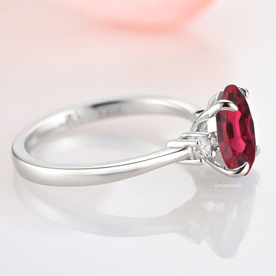 Everly Oval Ruby Ring- Sterling Silver