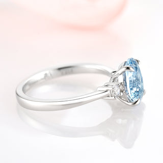 Everly Oval Cut Aquamarine Ring in Sterling Silver