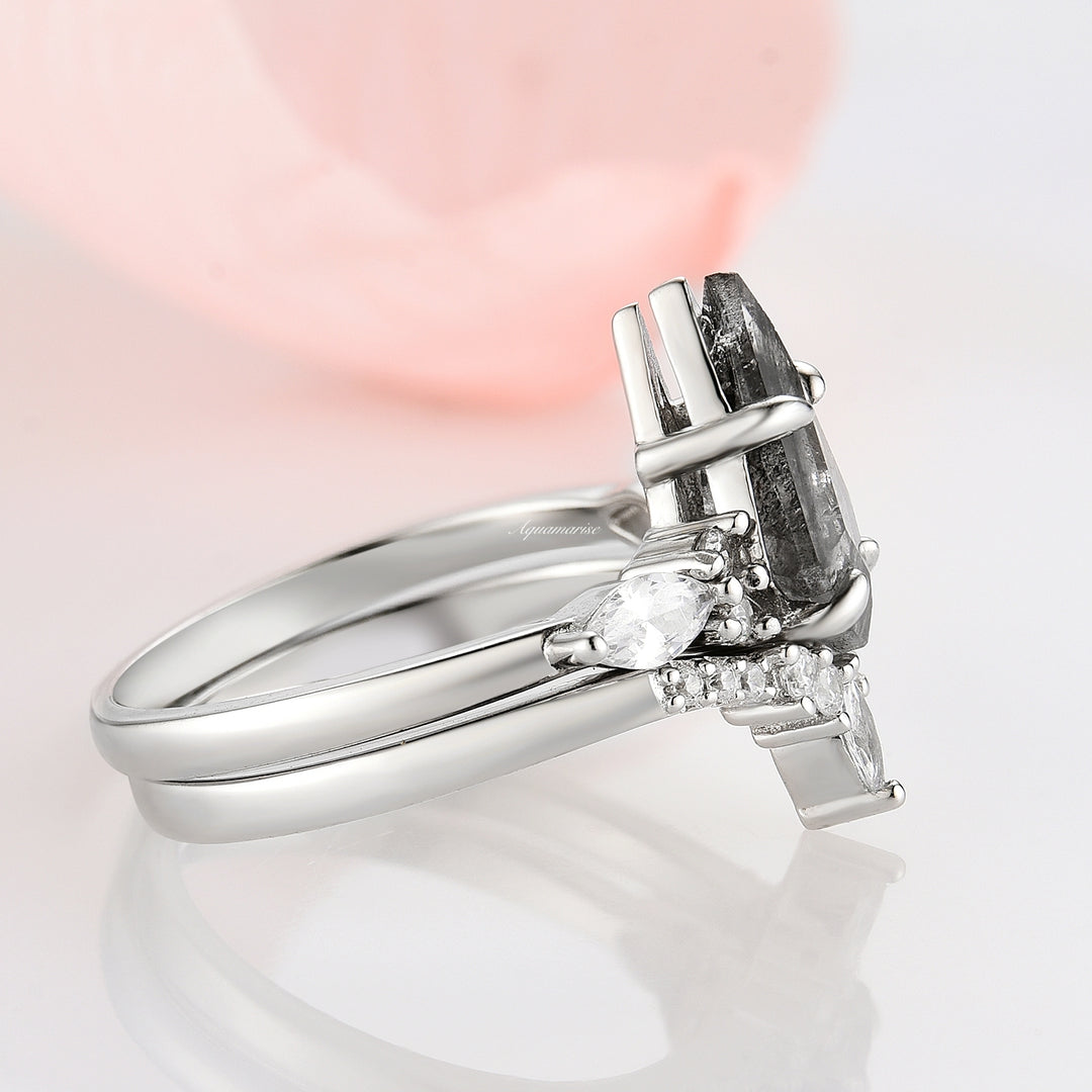 Skye Kite™ Galaxy Raw Salt & Pepper Diamond (Herkimer Diamond) Ring Set- 925 Sterling Silver