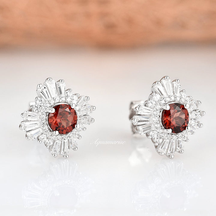 Joelle Garnet Earrings- Sterling Silver