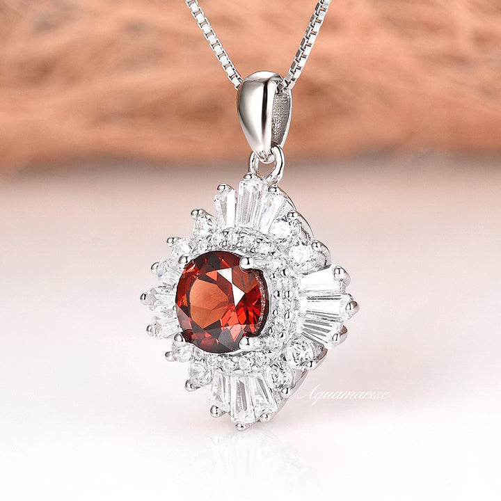 Joelle Garnet Necklace- Sterling Silver