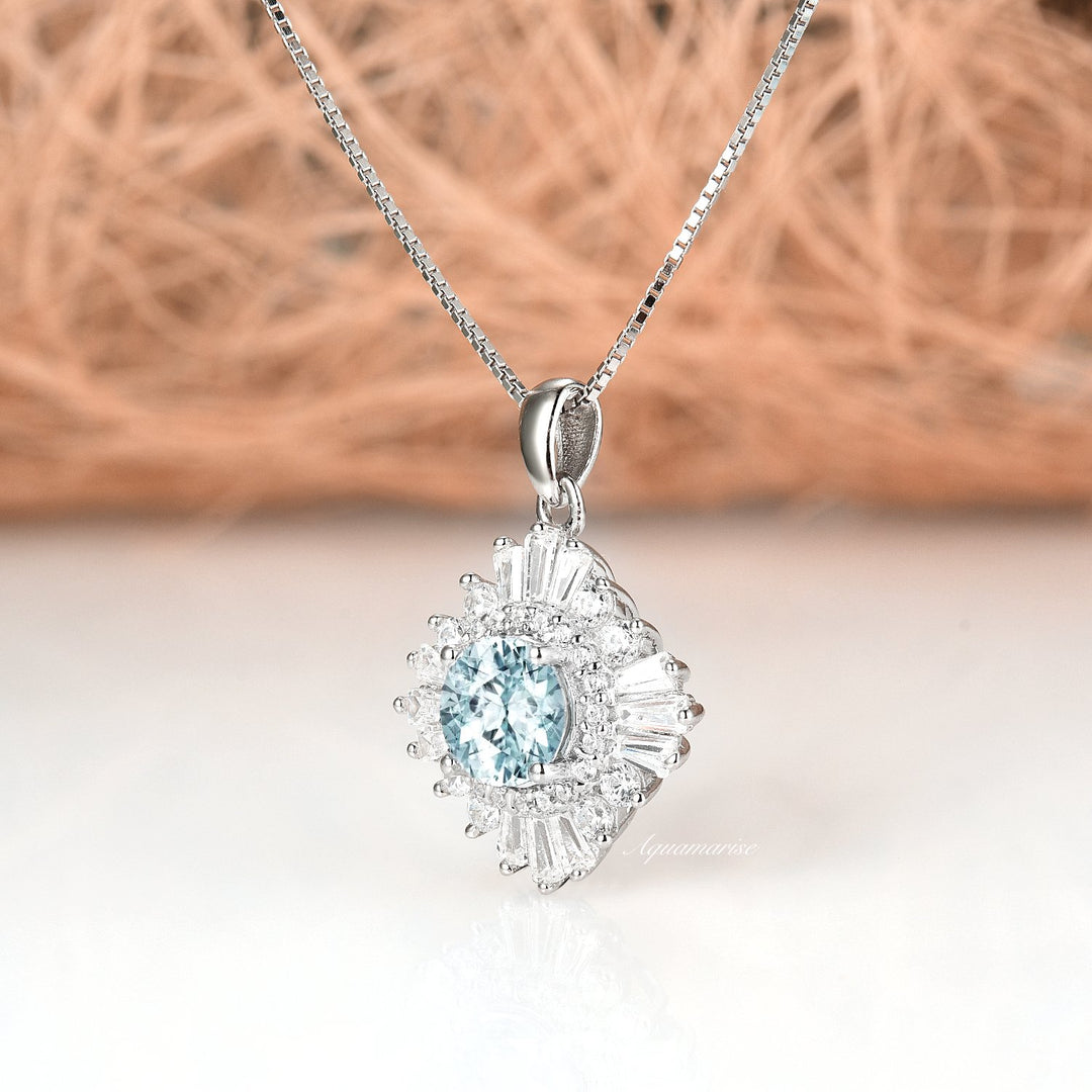 Joelle Aquamarine Necklace- Sterling Silver