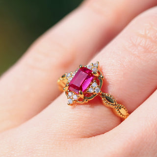 Vintage Ruby Ring in 14K Yellow Gold Vermeil