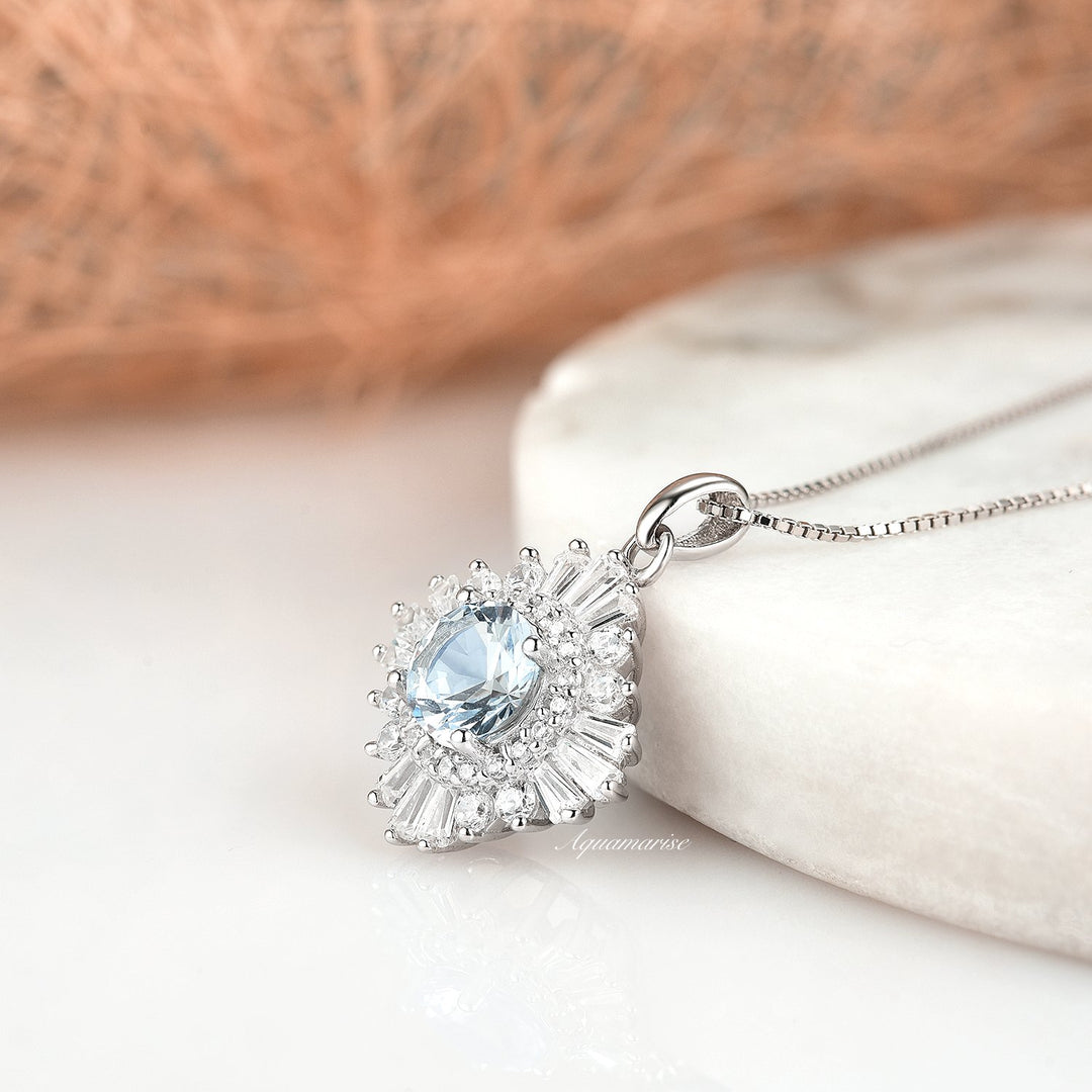 Joelle Aquamarine Necklace- Sterling Silver