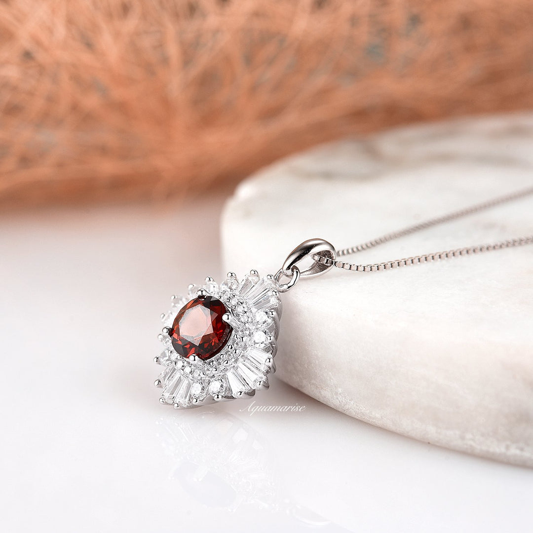 Joelle Garnet Necklace- Sterling Silver