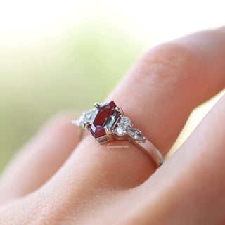 Sonnet Hexagon Alexandrite Engagement Ring in Sterling Silver