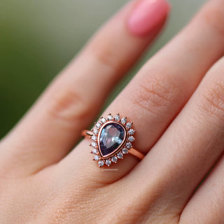 Anna Teardrop Alexandrite Ring- 14K Rose Gold Vermeil