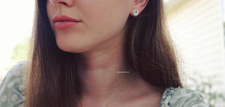 Iris Oval Aquamarine Stud Earrings in 14K Rose Gold Vermeil