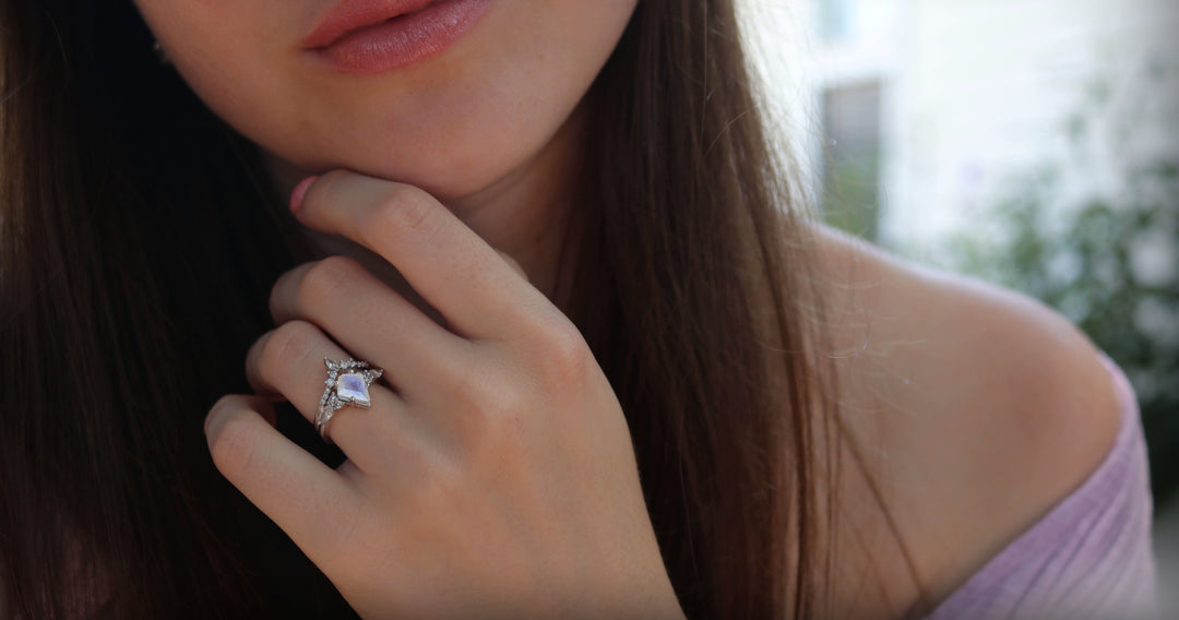 Skye Kite Moonstone Ring Set- Sterling Silver