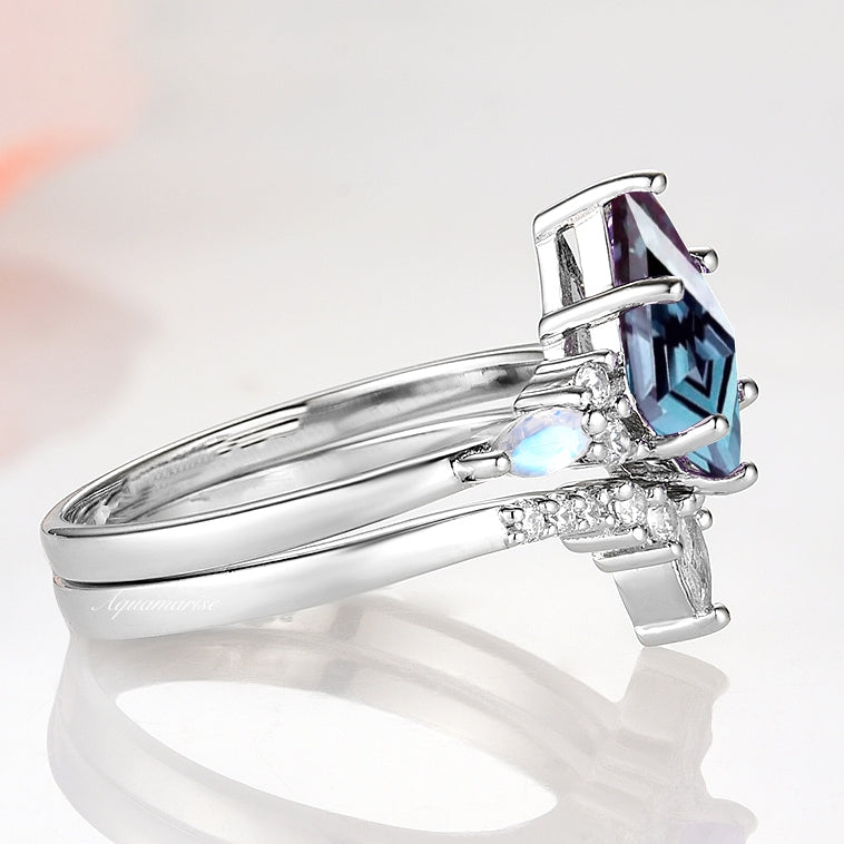 Skye Kite™ Alexandrite & Moonstone Ring Set- Sterling Silver