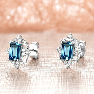 Claire Natural London Blue Topaz Earrings- Sterling Silver
