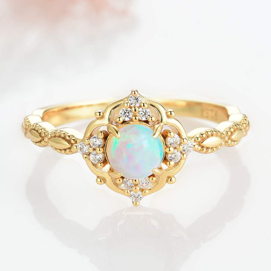 Claire Australian Opal Ring-14K Yellow Gold Vermeil