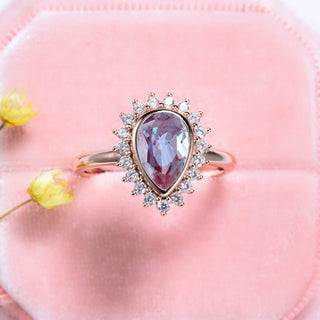 Anna Teardrop Alexandrite Ring- 14K Rose Gold Vermeil