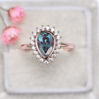 Anna Teardrop Alexandrite Ring- 14K Rose Gold Vermeil