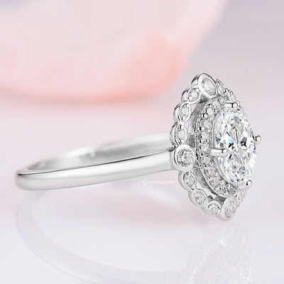 Valentina Moissanite Engagement Ring- 10K/14K/18K White Gold Diamond Ring