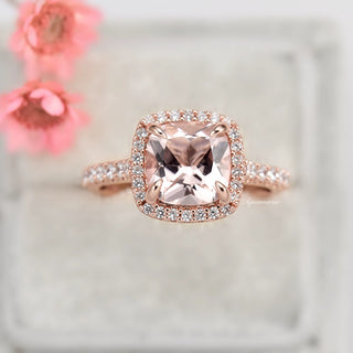 Belle Cushion Cut Morganite Ring in 14K Rose Gold Vermeil