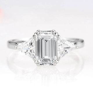 Emerald Cut Moissanite Engagement Ring in 14K White Gold
