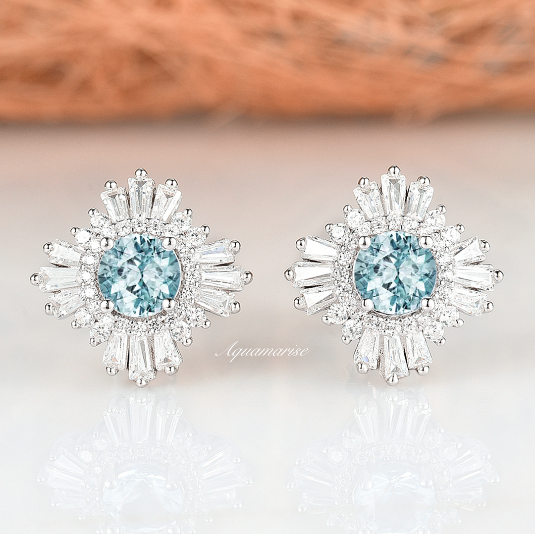 Joelle aquamarine Earrings- Sterling Silver