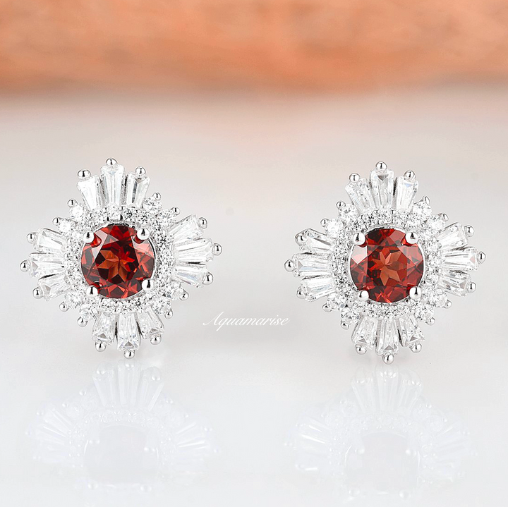 Joelle Garnet Earrings- Sterling Silver