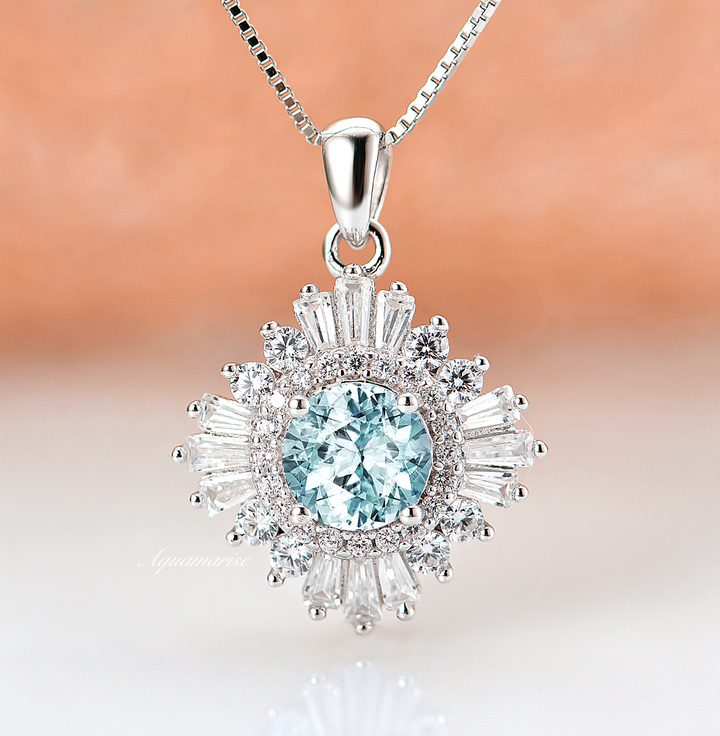 Joelle Aquamarine Necklace- Sterling Silver