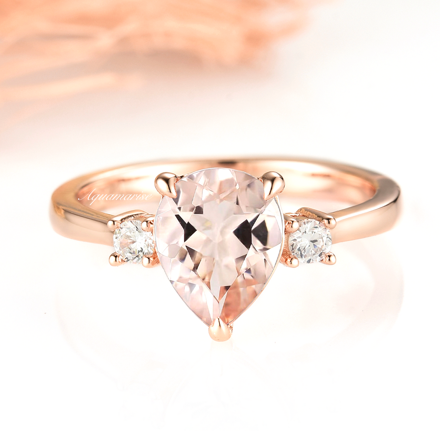 Everly Morganite Ring- 14K Rose Gold Vermeil
