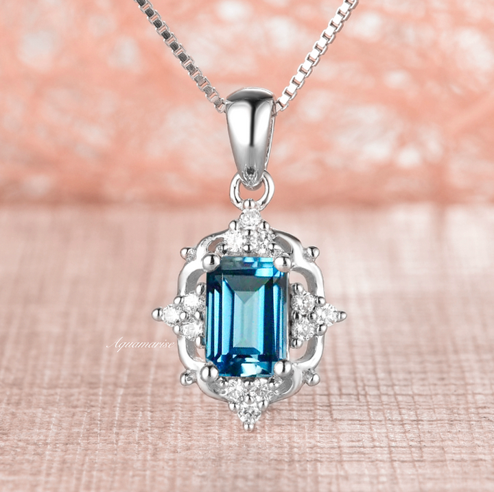 Claire Natural London Blue Topaz Necklace- Sterling Silver