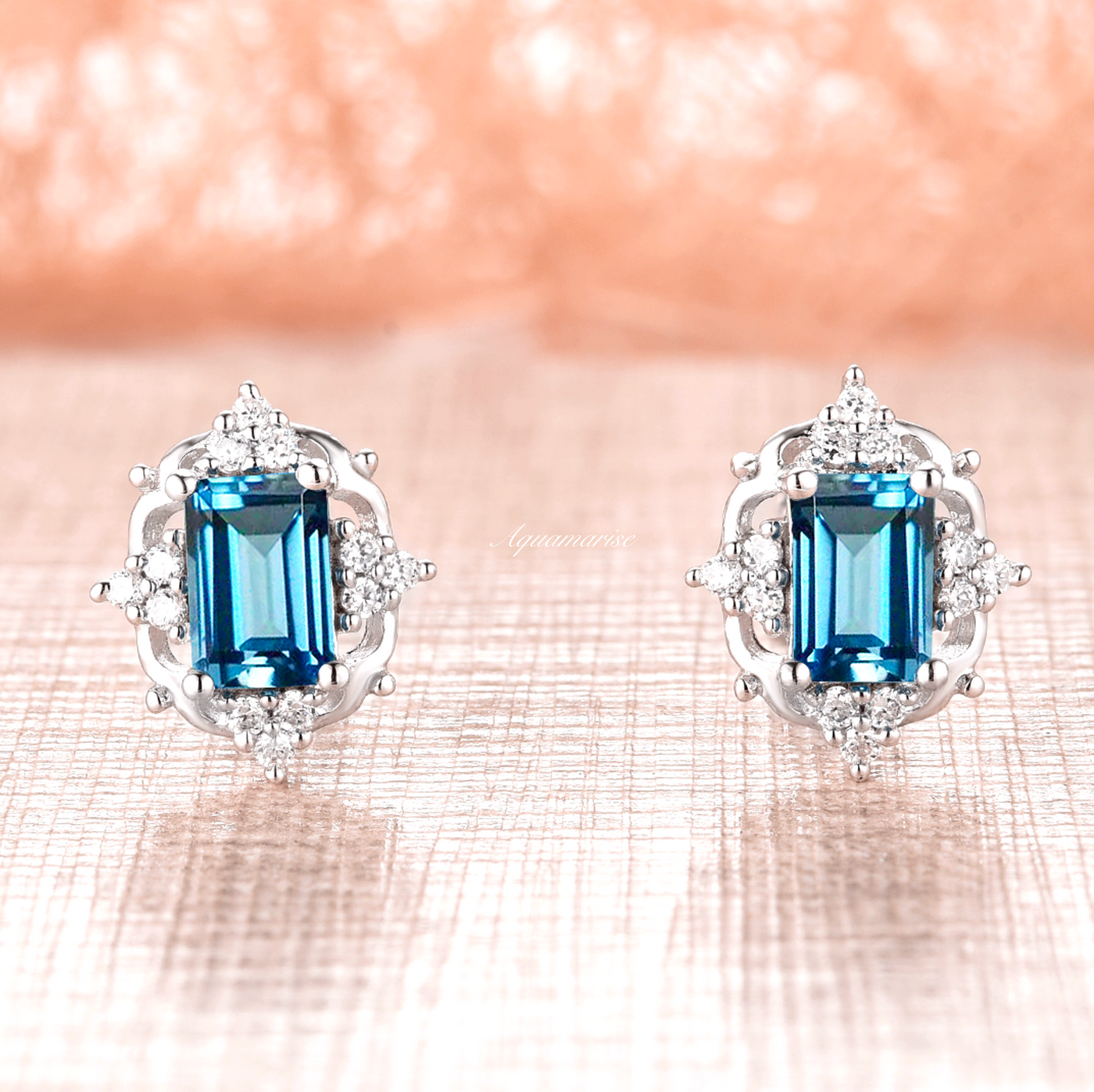 Claire Natural London Blue Topaz Earrings- Sterling Silver