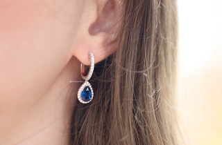 Vera Teardrop Sapphire Dangle Earrings in Sterling Silver