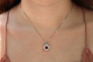 Joelle Natural Red Garnet Starburst Pendant Necklace in Sterling Silver