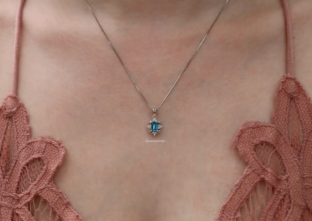 Claire Natural London Blue Topaz Necklace- Sterling Silver