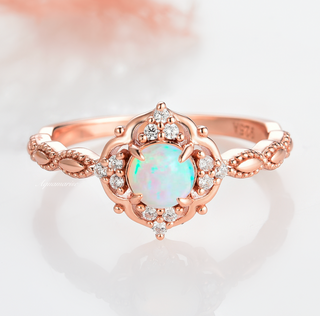 Natural Australian Opal Ring in 14K Rose Gold Vermeil
