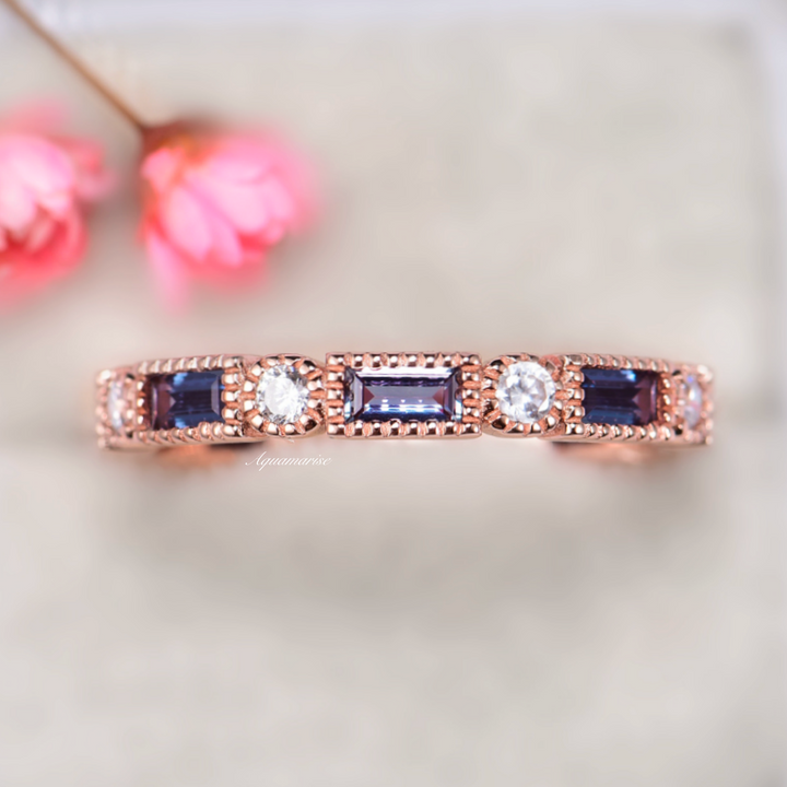 Ari Vintage Teal & Purple Alexandrite Band- 14K Rose Gold Vermeil