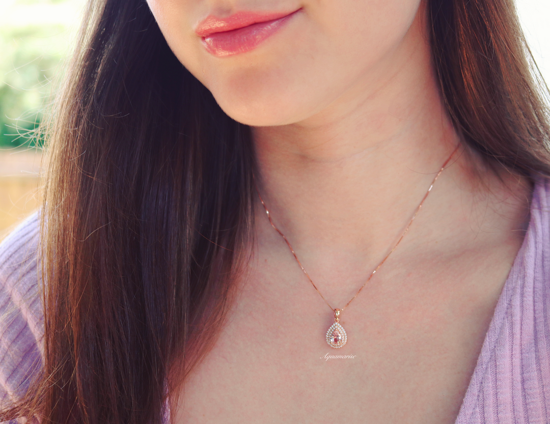 Scarlett Morganite Necklace- 14K Rose Gold Vermeil