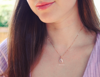 Teardrop Morganite Pendant Necklace in 14K Rose Gold Vermeil