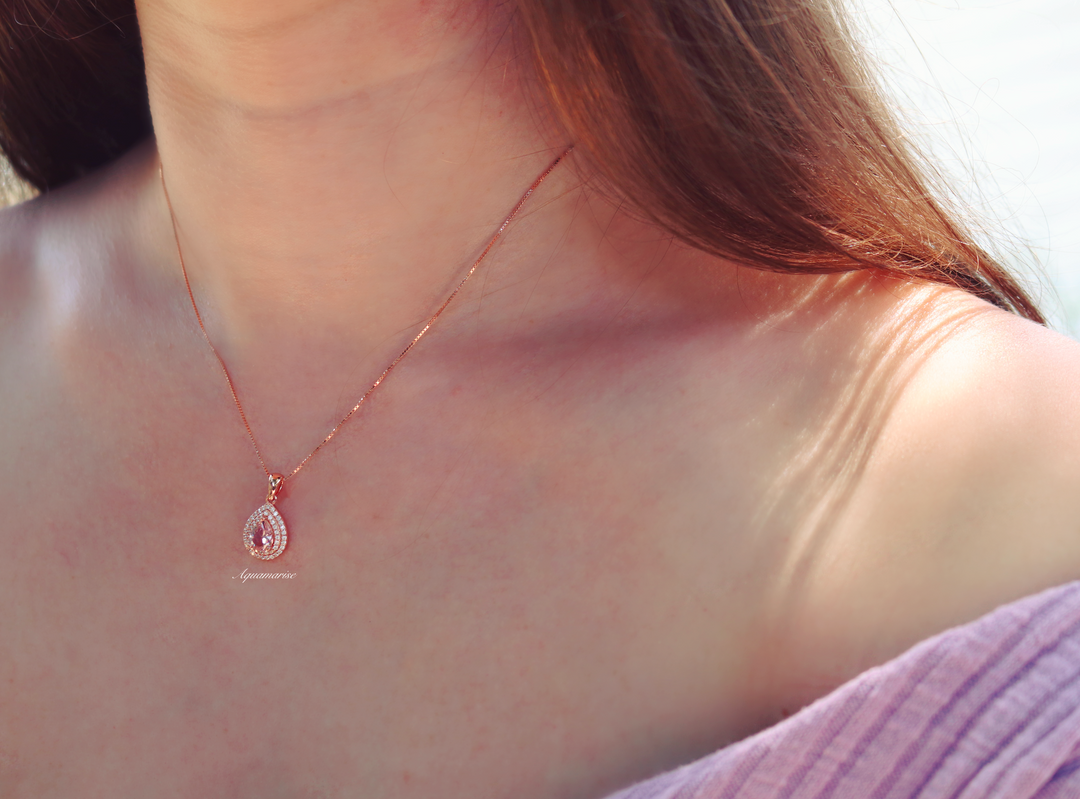 Scarlett Morganite Necklace- 14K Rose Gold Vermeil