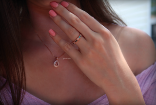 Art Deco Alexandrite Band in 14K Rose Gold Vermeil