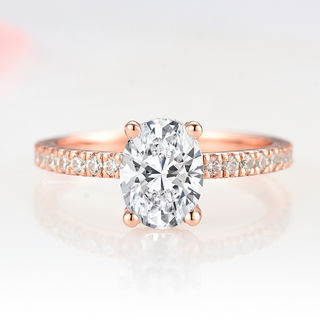 Elle Moissanite Engagement Ring (Hidden Halo) in 14K Solid Rose Gold