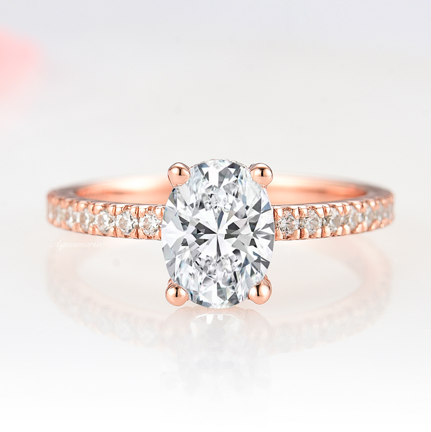 Elle Hidden Halo Moissanite Engagement Ring- 14K Solid Rose Gold