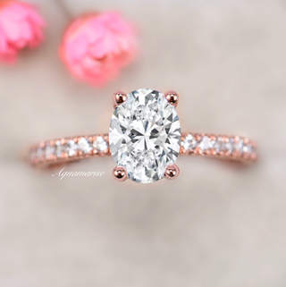 Elle Moissanite Engagement Ring (Hidden Halo) in 14K Solid Rose Gold