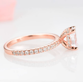 Elle Moissanite Engagement Ring (Hidden Halo) in 14K Solid Rose Gold