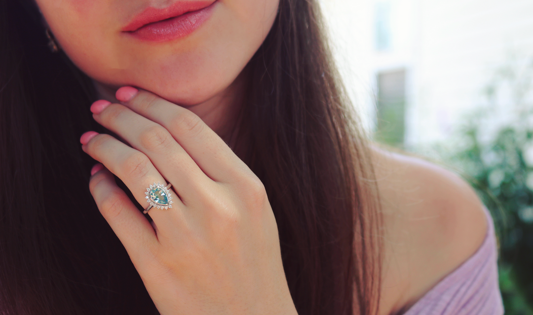 Anna Teardrop Aquamarine Ring- Sterling Silver