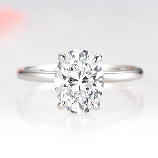 Lab-Grown Diamond Engagement Ring (Hidden Accents)- 14K White Gold (IGI Certified)