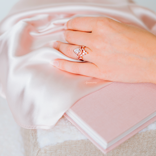 Nouveau Diamond (cz) Engagement Ring Set- 14K Rose Gold Vermeil