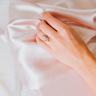 Nouveau Moissanite Engagement Ring in 14K Solid Rose Gold