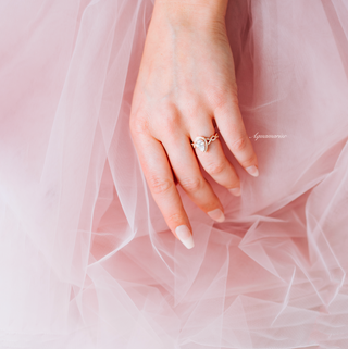 Nouveau Moissanite Engagement Ring in 14K Solid Rose Gold