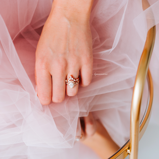 Nouveau Diamond (cz) Engagement Ring Set- 14K Rose Gold Vermeil