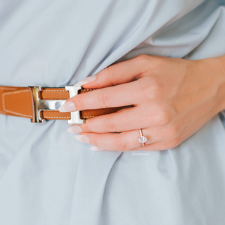 Elle Moissanite Engagement Ring (Hidden Halo) in 14K Solid Rose Gold